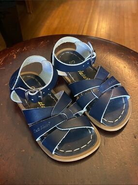 Salt Water by Hoy Shoe Kids Navy Blue Leather Sandals